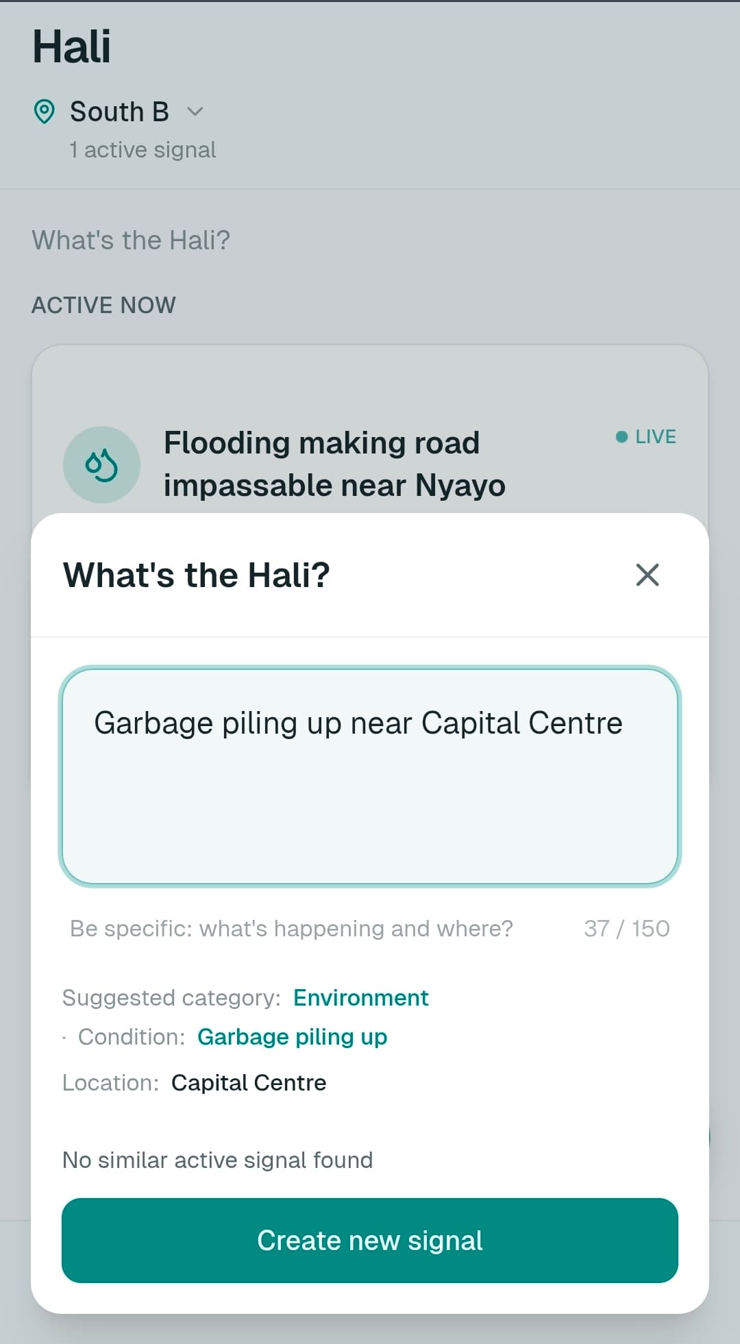 Hali app signal composer for reporting in plain language